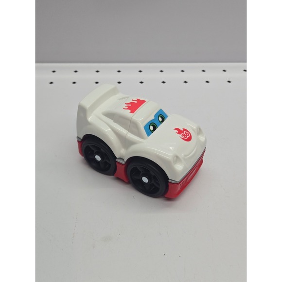 Kids Toy Car White Red Flames Action Figure Vehicle Playskool Type - Picture 2 of 4